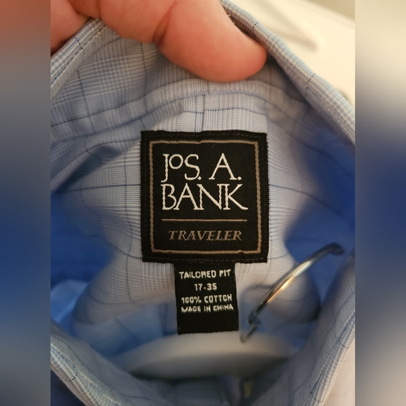 Blue Square Check Jos A. Band Traveler Patterned Dress Shirt - Picture 3 of 3